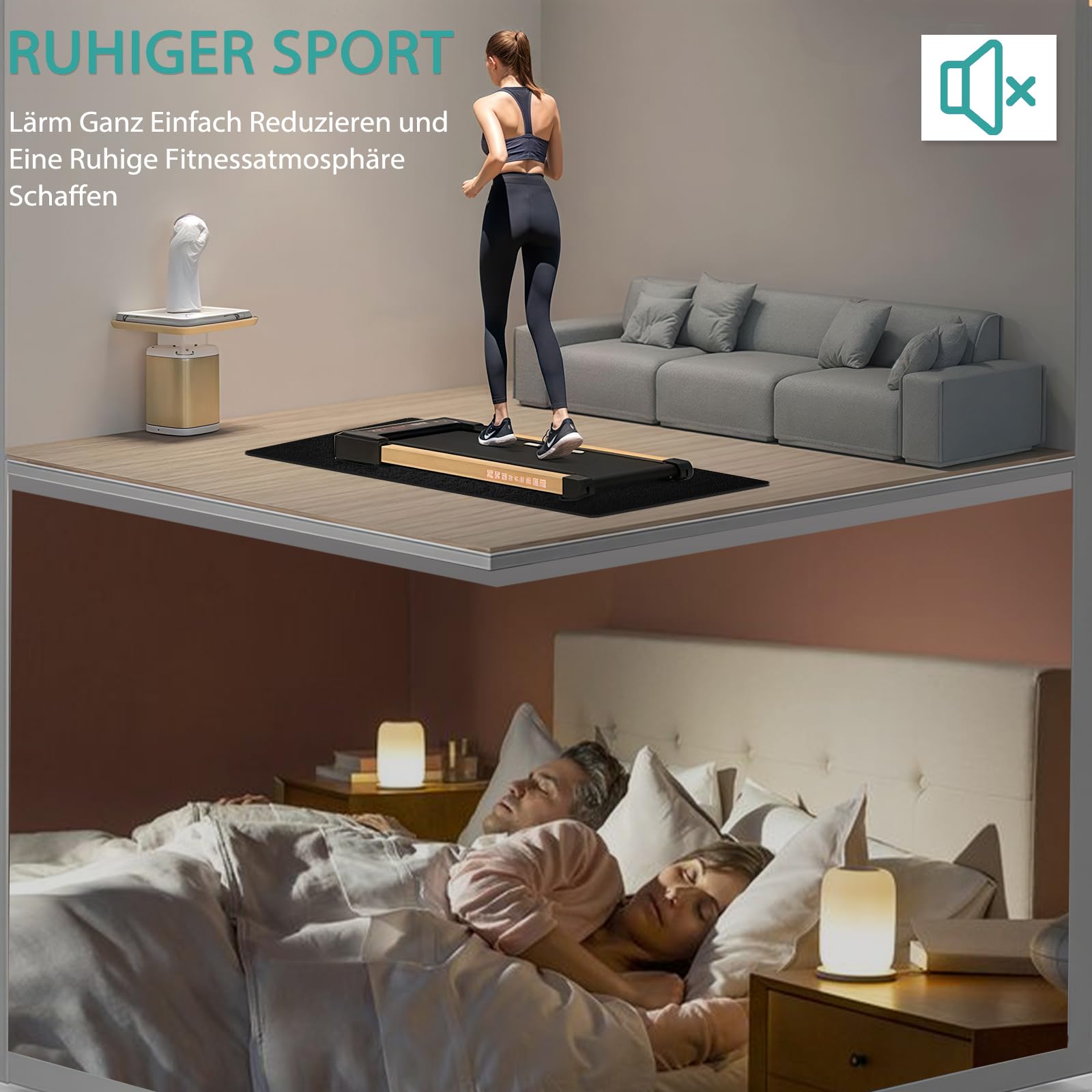 Stoßfeste Bodenschutzmatte für Laufbänder, 6 mm Dicke rutschfeste Unterlage für Fitnessgeräte, PVC-Bodenschutzmatte für Sportgeräte,Matten Fitnessraum Bodenmatte, auch als Yoga Matte(58 * 120 cm)